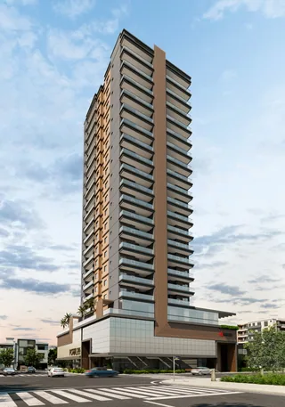 Fachada do empreendimento Portal 246 Residence, em Andorinha, Itapema/SC